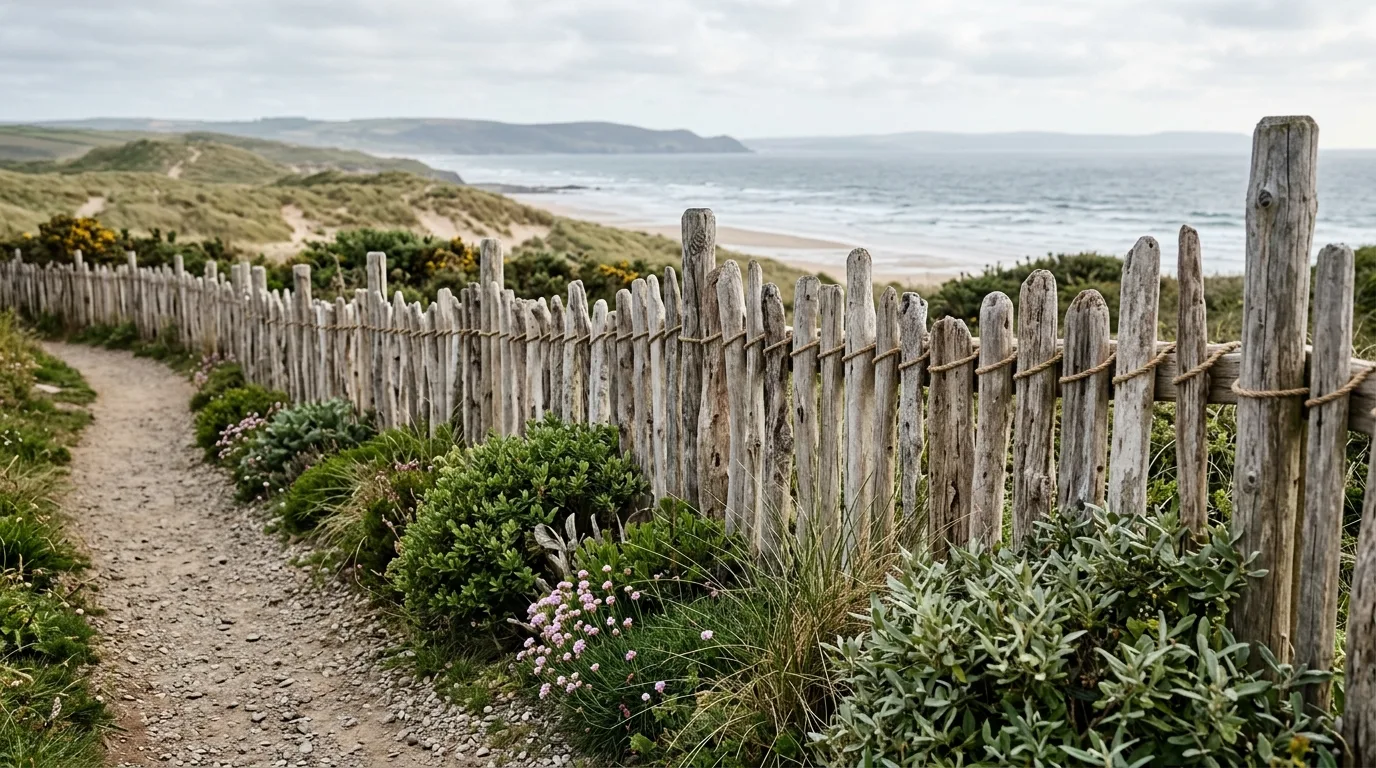 Minimalist Natural Fence With Driftwood Panels